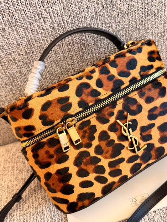 Cuero | Leopard Print Top Handle Vanity Bag