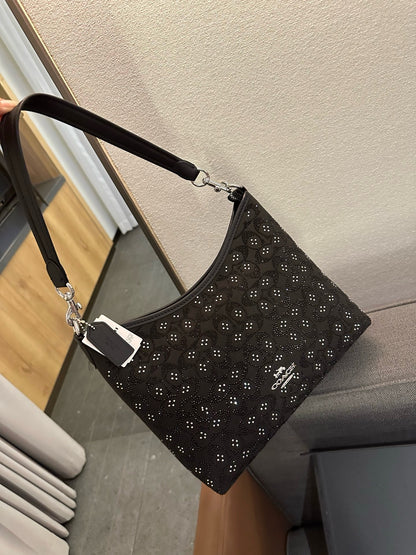 Cuero | Signature Rhinestone Shoulder Bag - Black