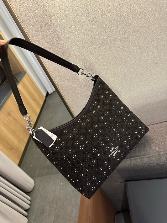 Cuero | Signature Rhinestone Shoulder Bag - Black