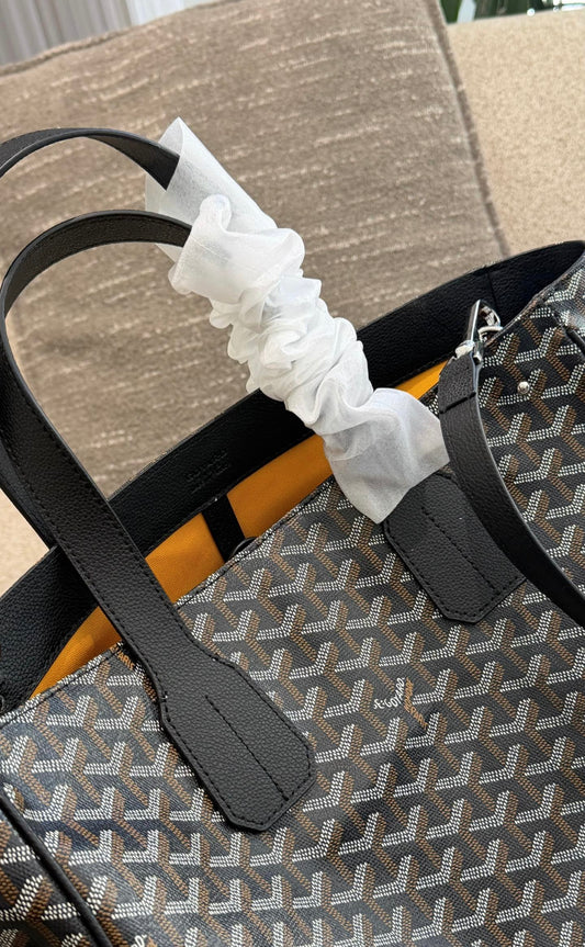 Cuero | Signature Geometric Print Tote Bag - Noir Black