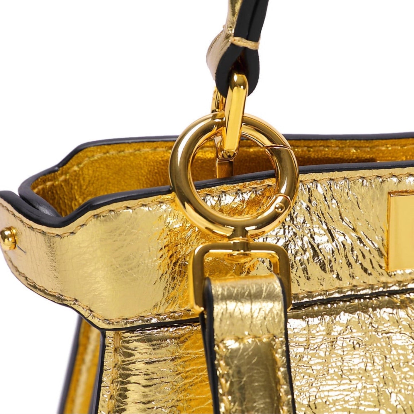 Cuero | Peekaboo Gold Leather Bag