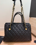 Chanel V-Line Tote Bag – Black Quilted Caviar