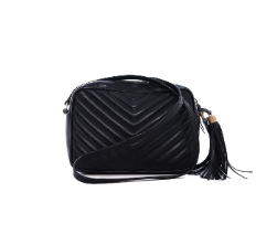 Cuero | Camera Lou Black Leather Bag