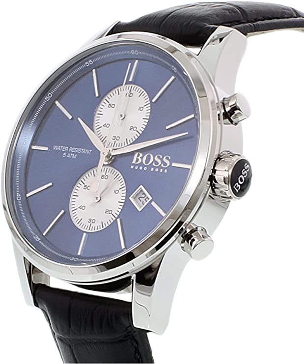 Cuero | Original Hugo Boss Men's Blue Dial Leather Band Watch 1513283