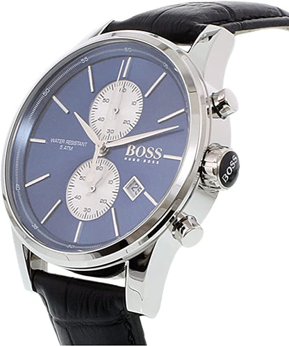 Cuero | Original Hugo Boss Men's Blue Dial Leather Band Watch 1513283