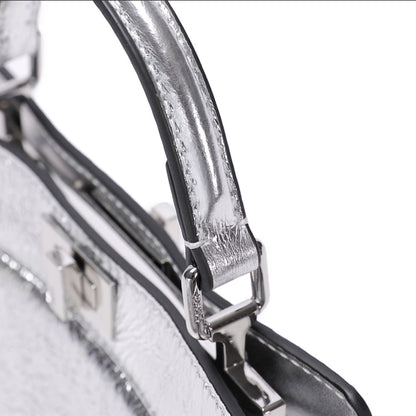 Cuero | Peekaboo Silver Leather Bag