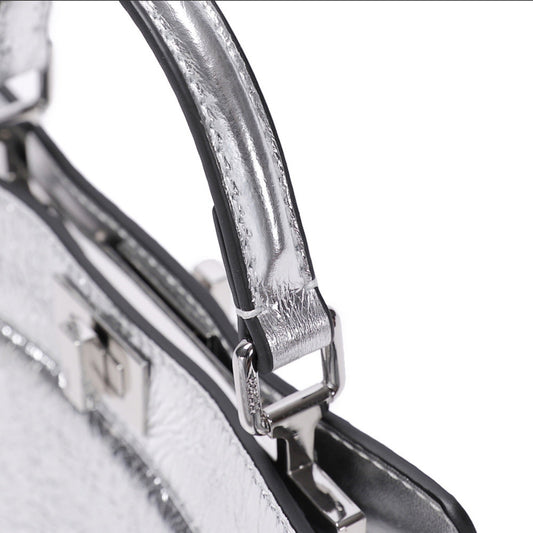 Cuero | Peekaboo Silver Leather Bag