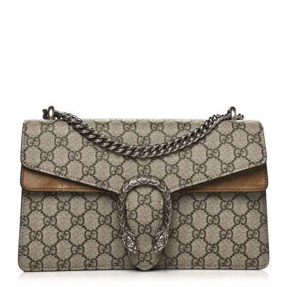 Cuero | GG Supreme Monogram Dionysus Shoulder Bag Taupe Real leather