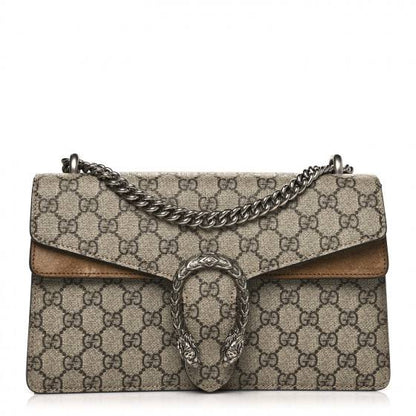 Cuero | GG Supreme Monogram Dionysus Shoulder Bag Taupe Real leather