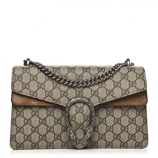 Cuero | GG Supreme Monogram Dionysus Shoulder Bag Taupe Real leather