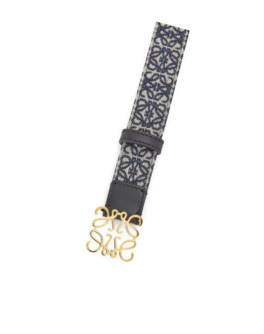 Cuero | Anagram belt in jacquard and calfskin Black/Gold