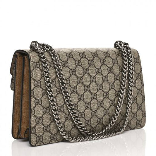 Cuero | GG Supreme Monogram Dionysus Shoulder Bag Taupe Real leather