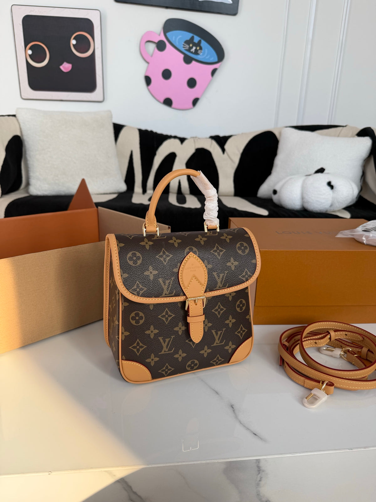 Cuero | Signature Monogram Buckle Top Handle Bag - Brown Monogram