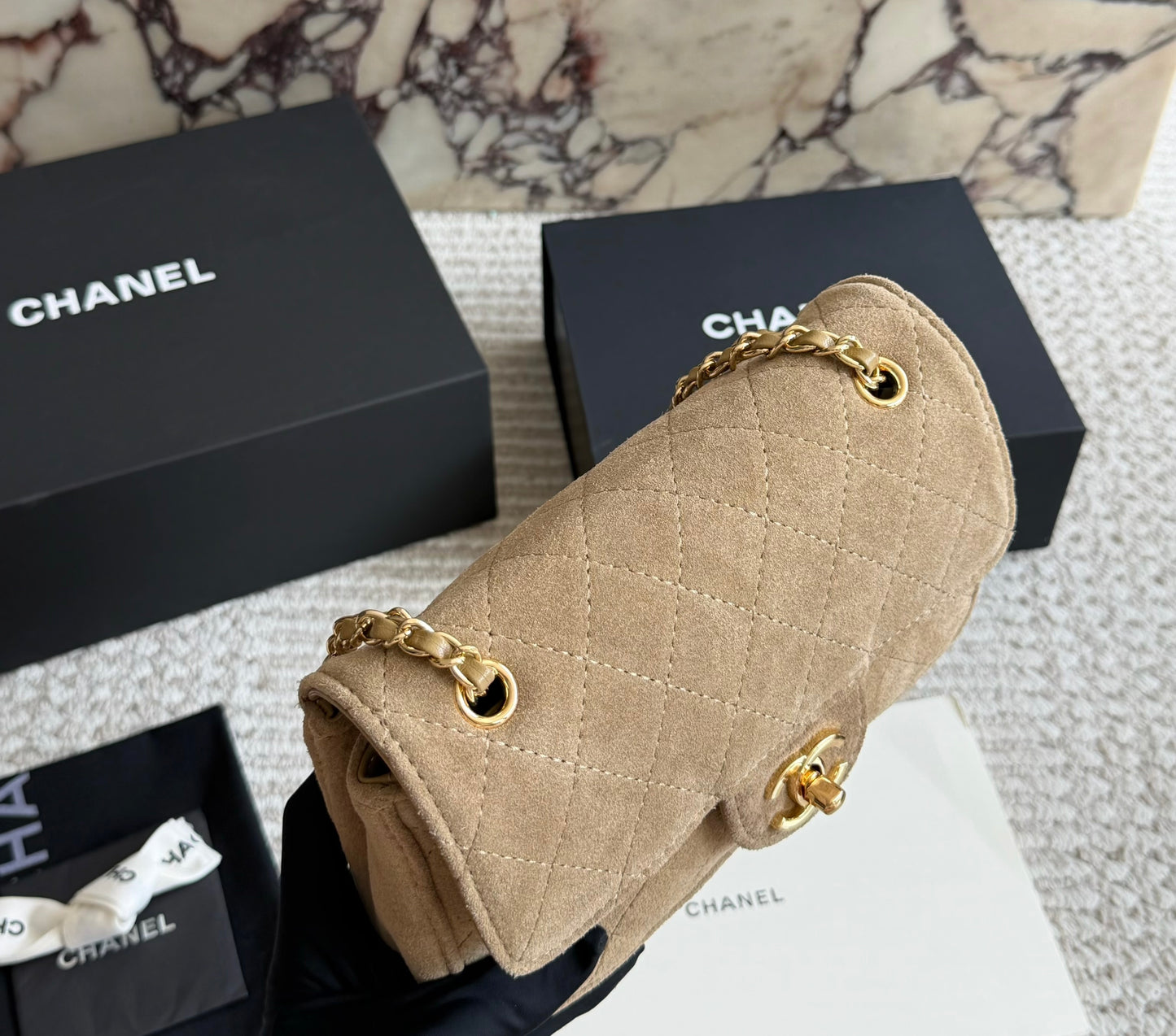 Cuero | Quilted Suede Flap Bag