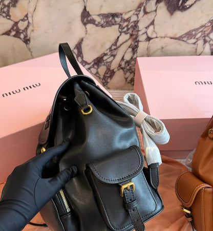 Cuero | Black Leather Mini Backpack
