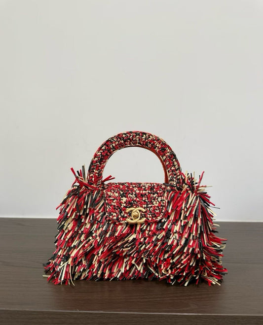 Chanel Mini Kelly Top Handle Bag – Red Fringe Tweed