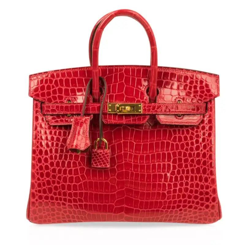 Cuero | Birkin Shiny Crocodile Gold Hardware Bag