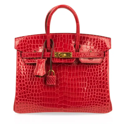 Cuero | Birkin Shiny Crocodile Gold Hardware Bag
