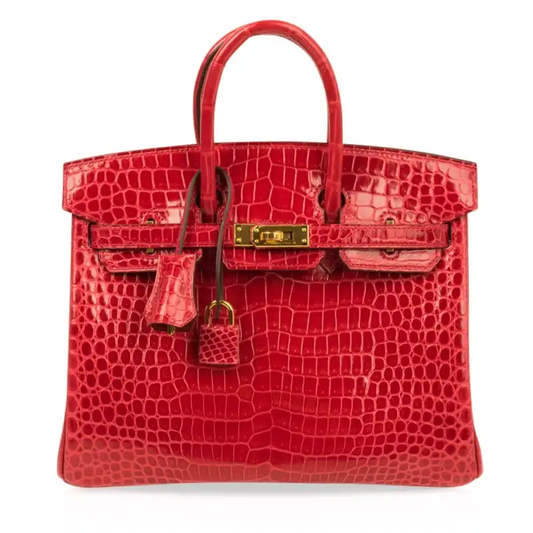 Cuero | Birkin Shiny Crocodile Gold Hardware Bag
