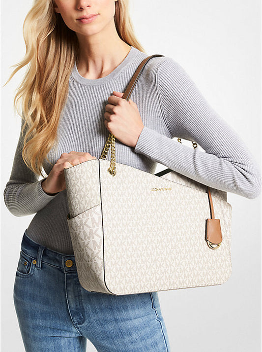 Cuero | JET SET TRAVEL LARGE X CHAIN MK SIGNATURE SHOULDER TOTE BAG