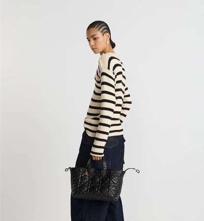 Cuero | Medium Toujours Bag Black Macrocannage Calfskin