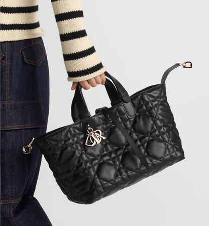 Cuero | Medium Toujours Bag Black Macrocannage Calfskin