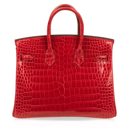 Cuero | Birkin Shiny Crocodile Gold Hardware Bag