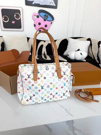Cuero | Multicolor Monogram Cargo Tote Bag - White Multicolor
