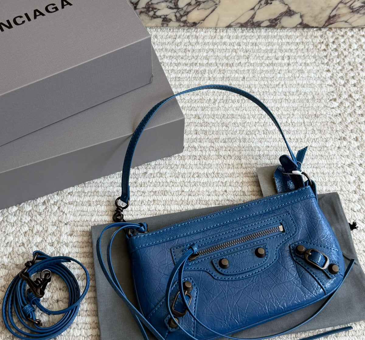 Cuero | Crackle Leather Mini Shoulder Bag