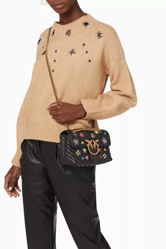 Cuero | Mini Love Brooches Quilted Bag in Leather
