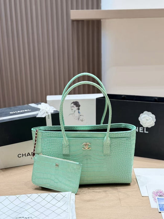 Chanel Cerf Crocodile Embossed Tote Bag