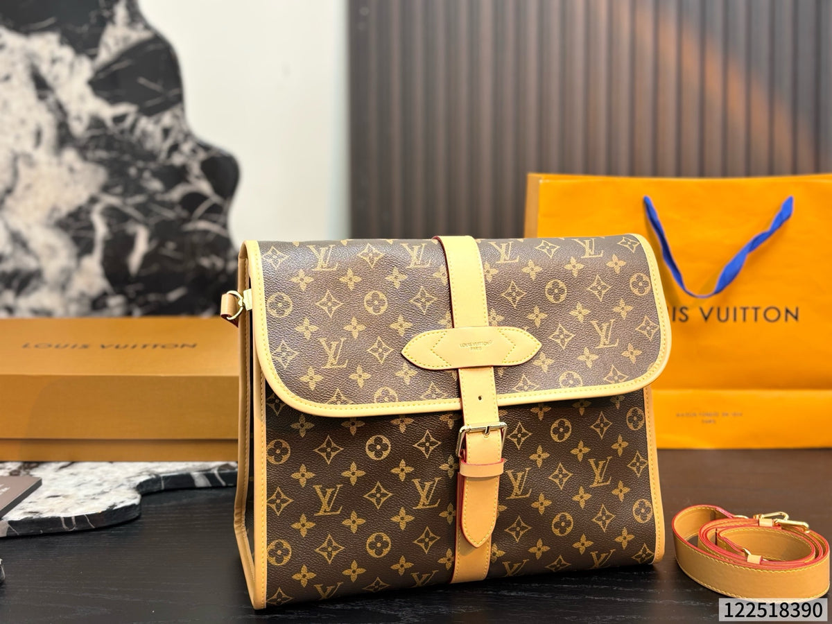 Cuero | Signature Monogram Single Buckle Flap Crossbody Bag - Brown Monogram