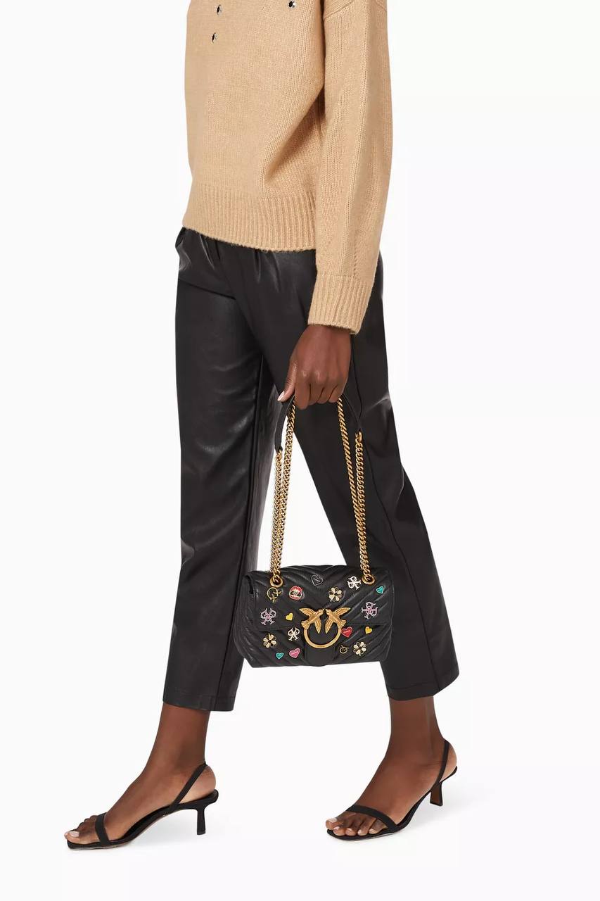 Cuero | Mini Love Brooches Quilted Bag in Leather