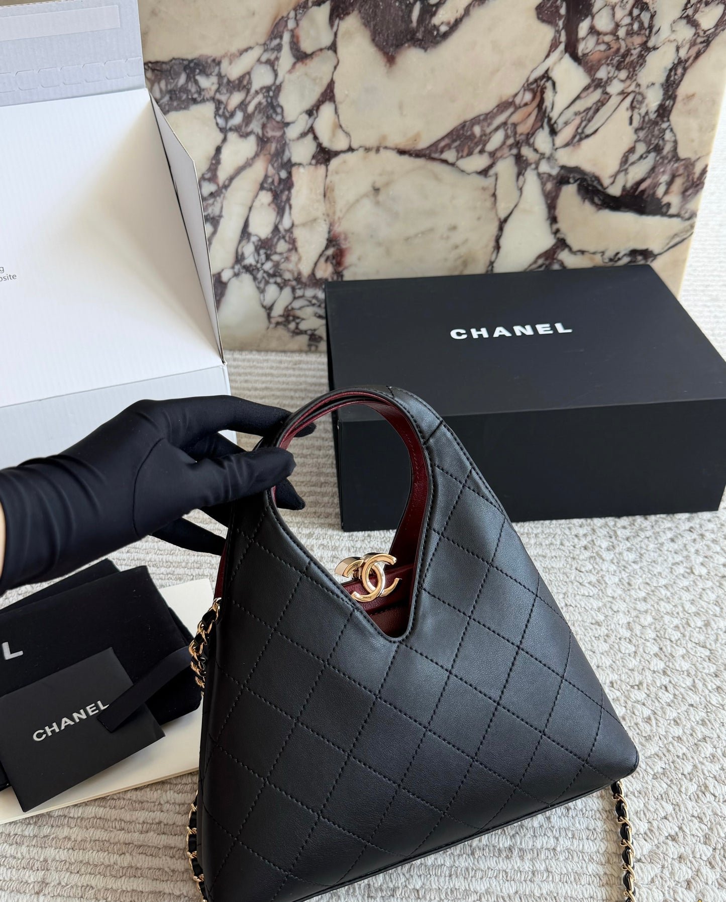 Cuero | Mini Quilted Hobo Bag Black
