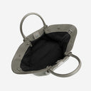 Demellier The Midi New York Stone Grey Small Grain Ecru Stitching