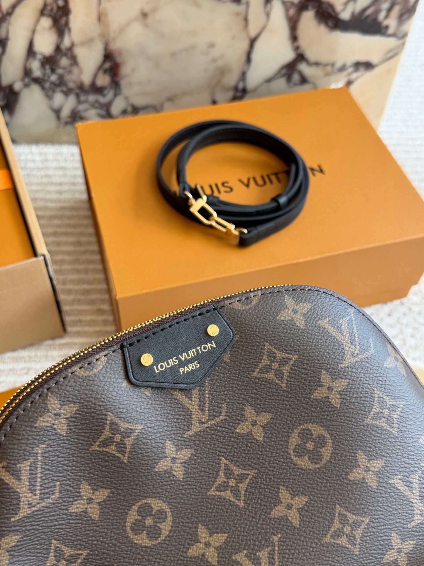 Cuero | Monogram Dome Crossbody Bag Brown