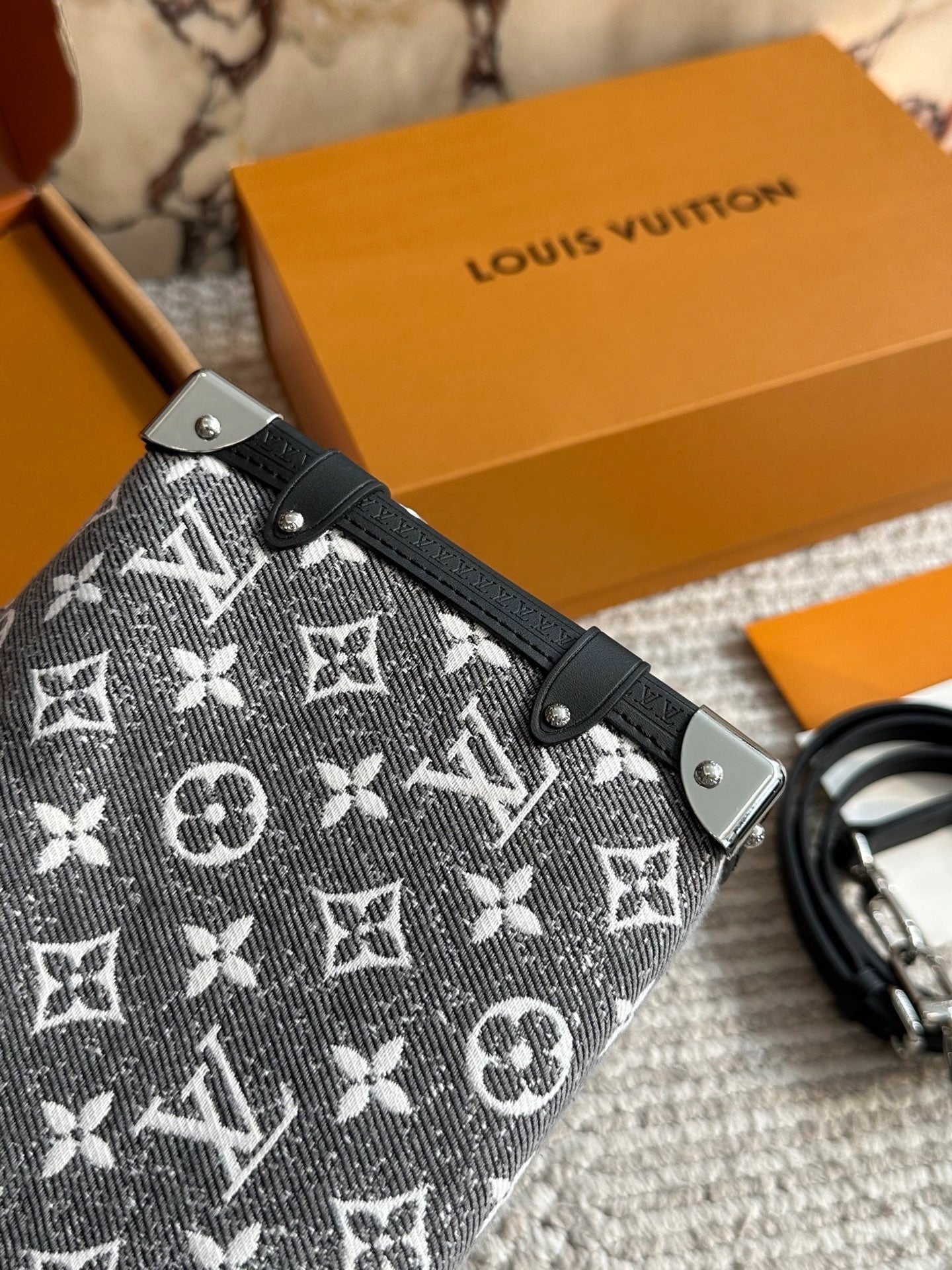 Cuero | Monogram Denim Trunk Bag