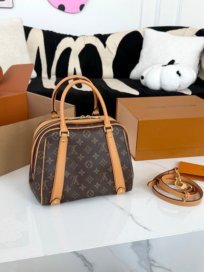 Cuero | Signature Monogram Bowling Top Handle Bag - Brown Monogram