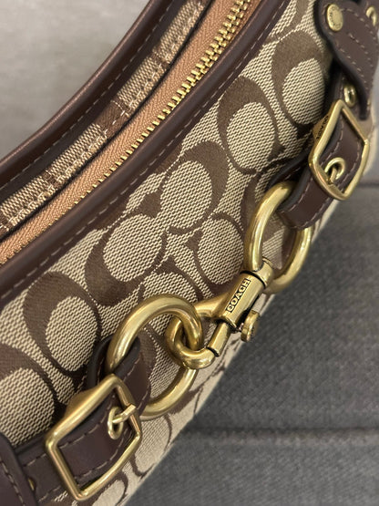 Cuero | Signature Buckle Hobo Shoulder Bag - Brown