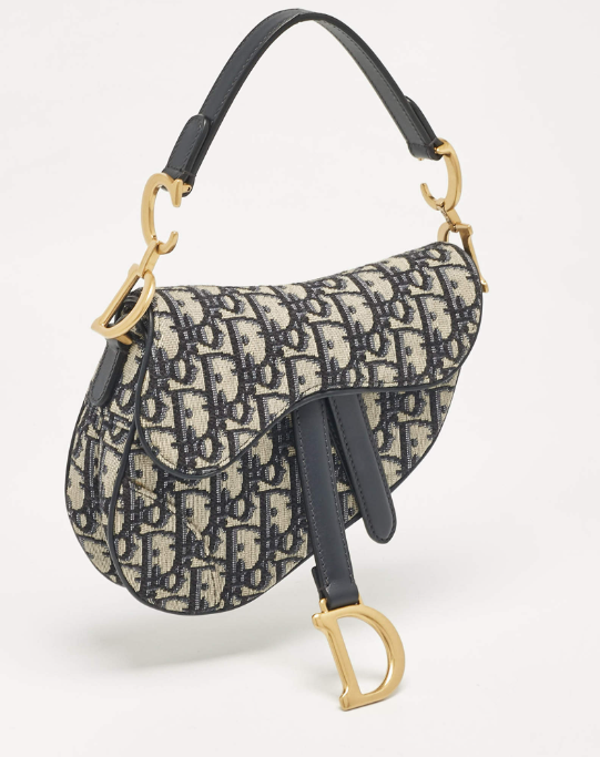 Cuero | Navy Blue Oblique Canvas Saddle Bag