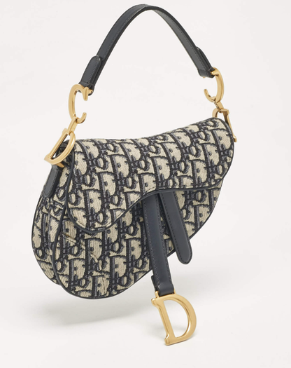 Cuero | Navy Blue Oblique Canvas Saddle Bag