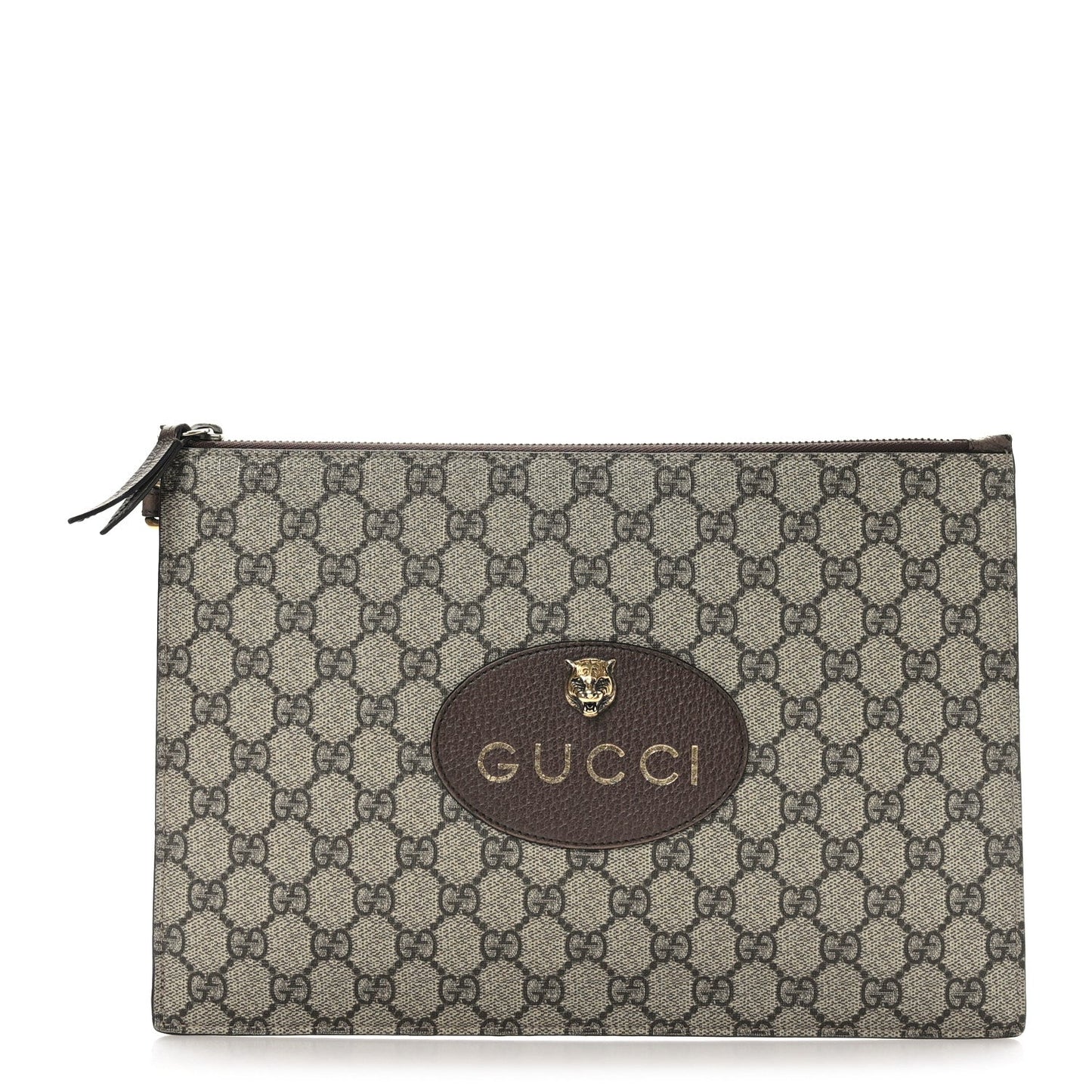 Cuero | GG Supreme Monogram Neo Vintage Zip Wristlet Pouch Beige New Acero Crop