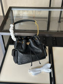 Tory Burch Perry Triple-Compartment Tote – Black Pebbled Leather with Gold Hardware
