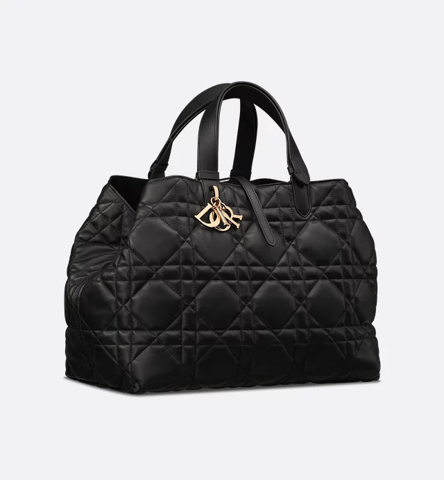 Cuero | Large Toujours Bag Black Macrocannage Calfskin