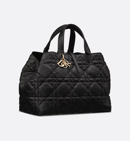 Cuero | Large Toujours Bag Black Macrocannage Calfskin