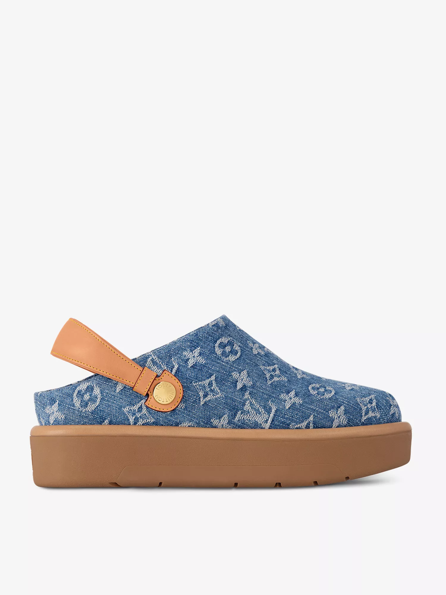 Cuero | Aspen monogrammed denim and leather clogs