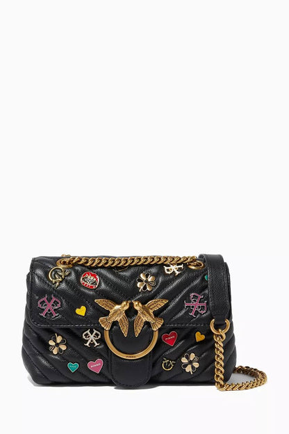 Cuero | Mini Love Brooches Quilted Bag in Leather