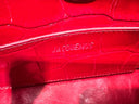 Jacquemus La Poupie Clutch – Red Crocodile Embossed Leather with Gold Hardware