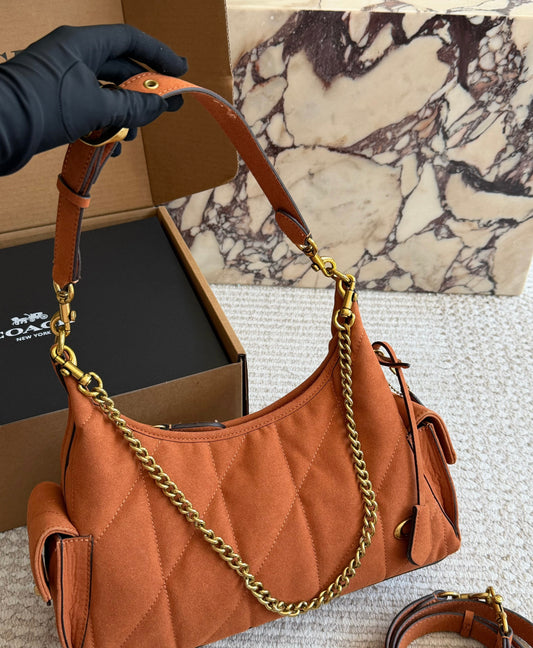Cuero | Quilted Suede Hobo Bag