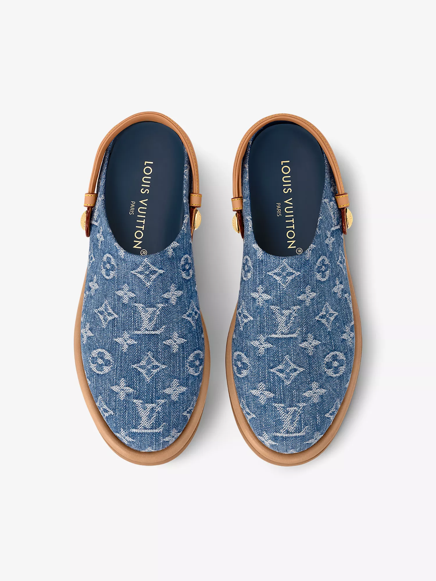 Cuero | Aspen monogrammed denim and leather clogs